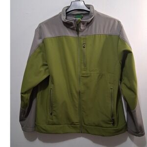 Cabela's Men's Softshell Lined Jacket XL Green Grey Full Zip Outdoor Coat Jacket